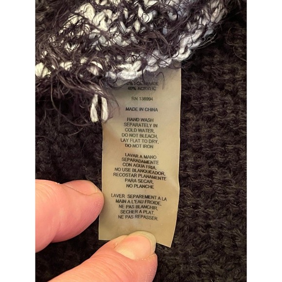 Sioni open sweater vest black and white zig zag pattern size S/M - Picture 8 of 8